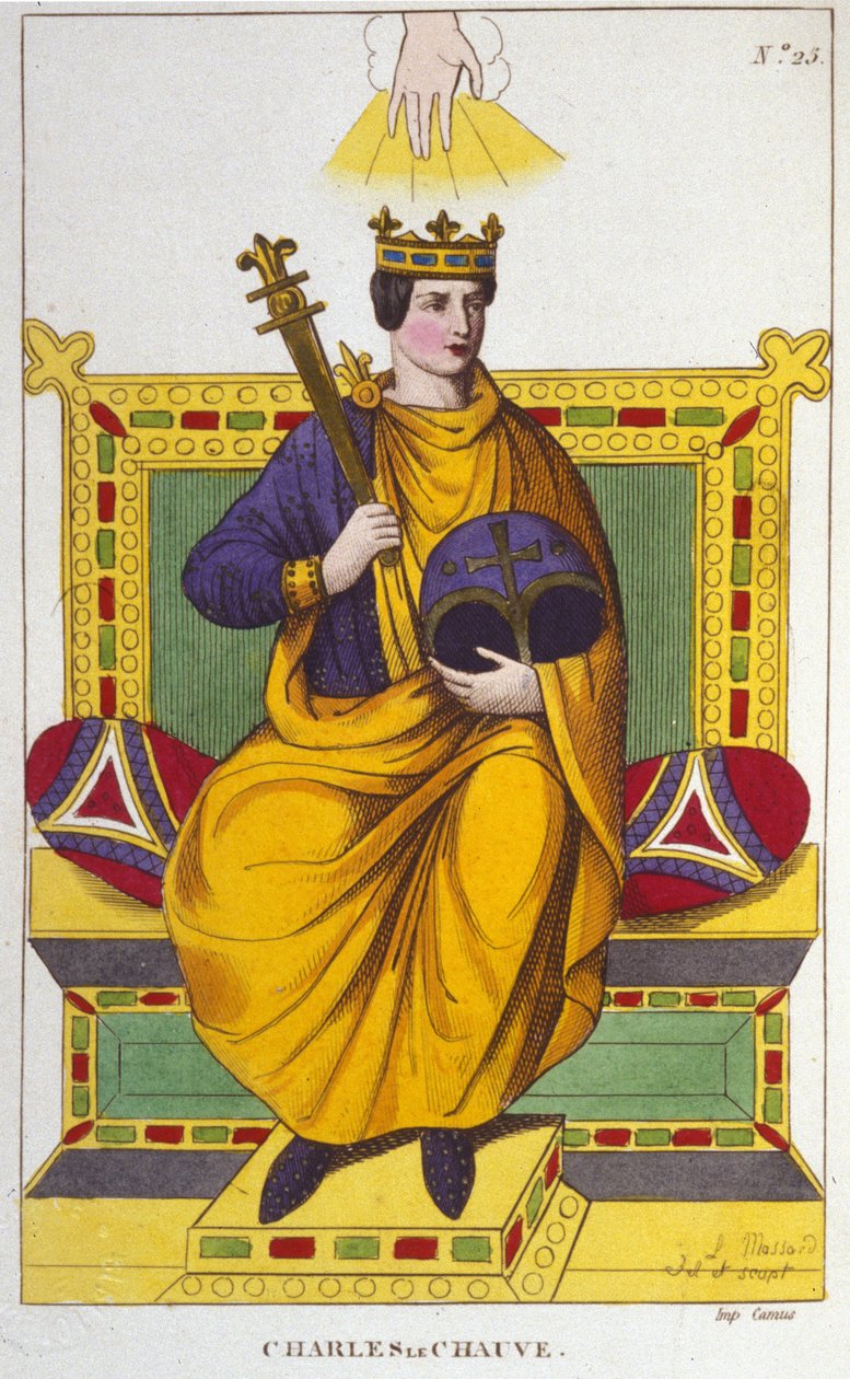 Porträt von Karl II. dem Kahlen (823 - 877), König von Frankreich, Gravur von 1830 von Unknown artist