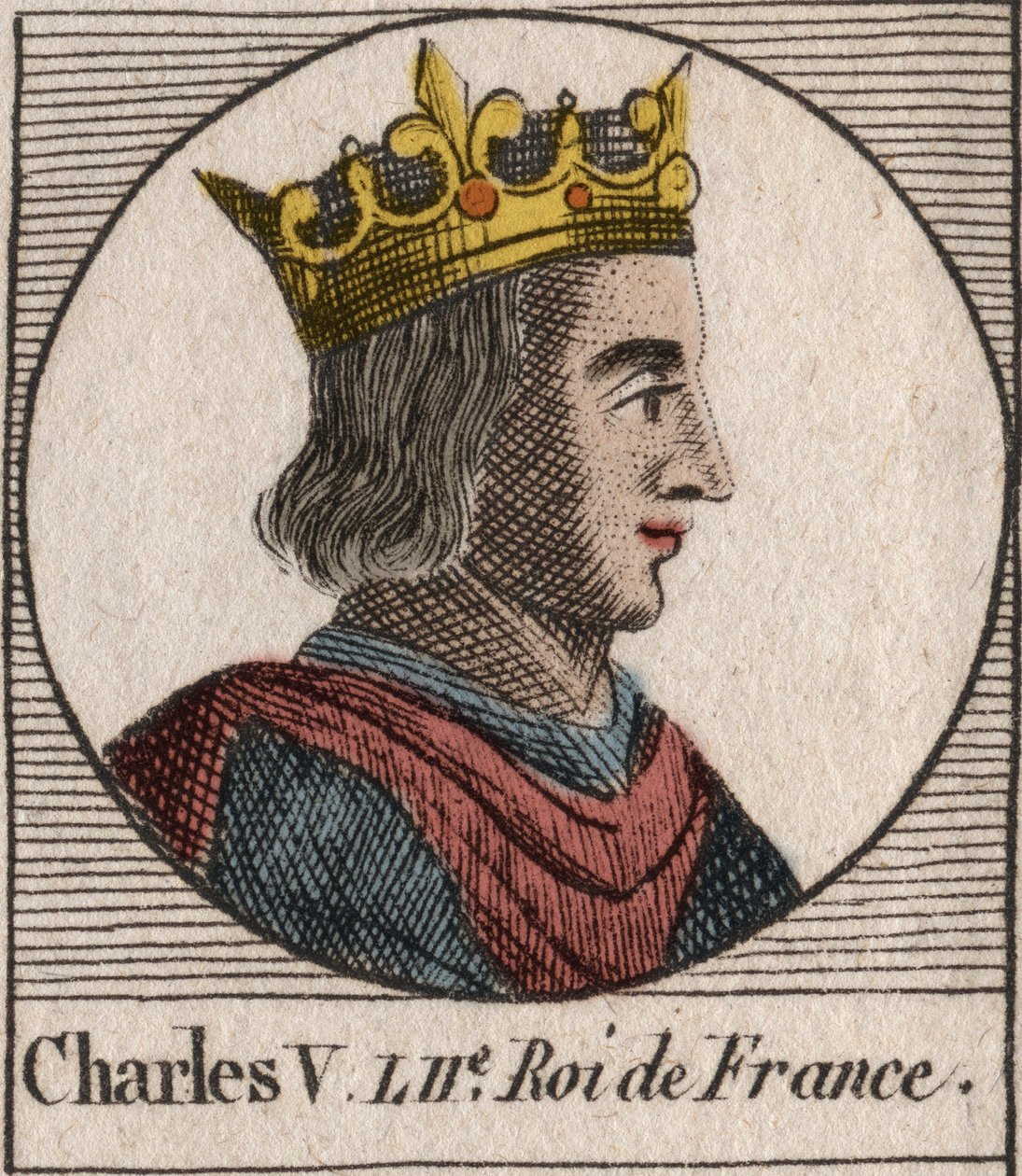 Porträt von Karl V. der Weise (1338-1380) - Gravur aus „Anleitung zur Geschichte Frankreichs“ von Charles Constant Le Tellier 1821 von Unknown artist