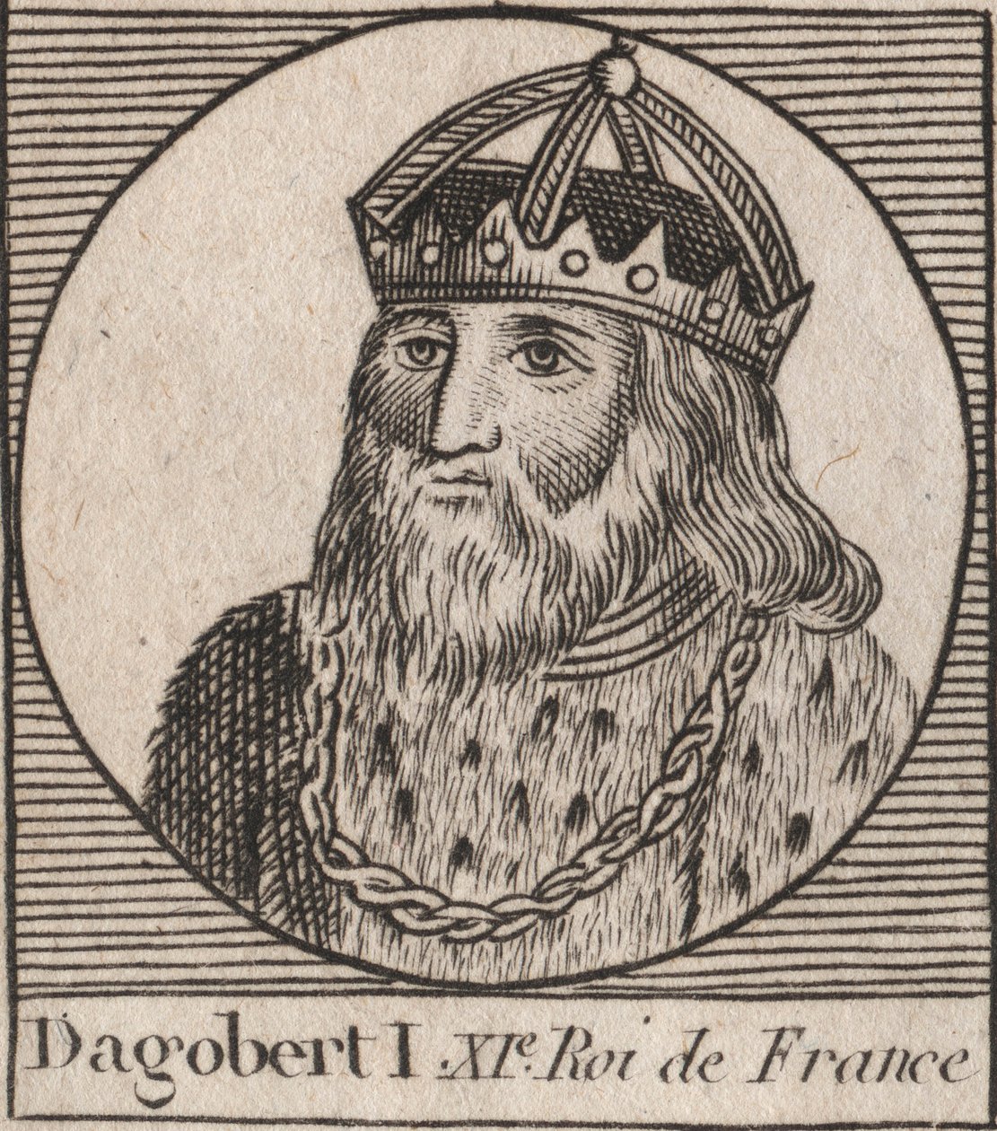 Porträt von Dagobert, König der Franken von 628 bis 638 - Gravur aus 