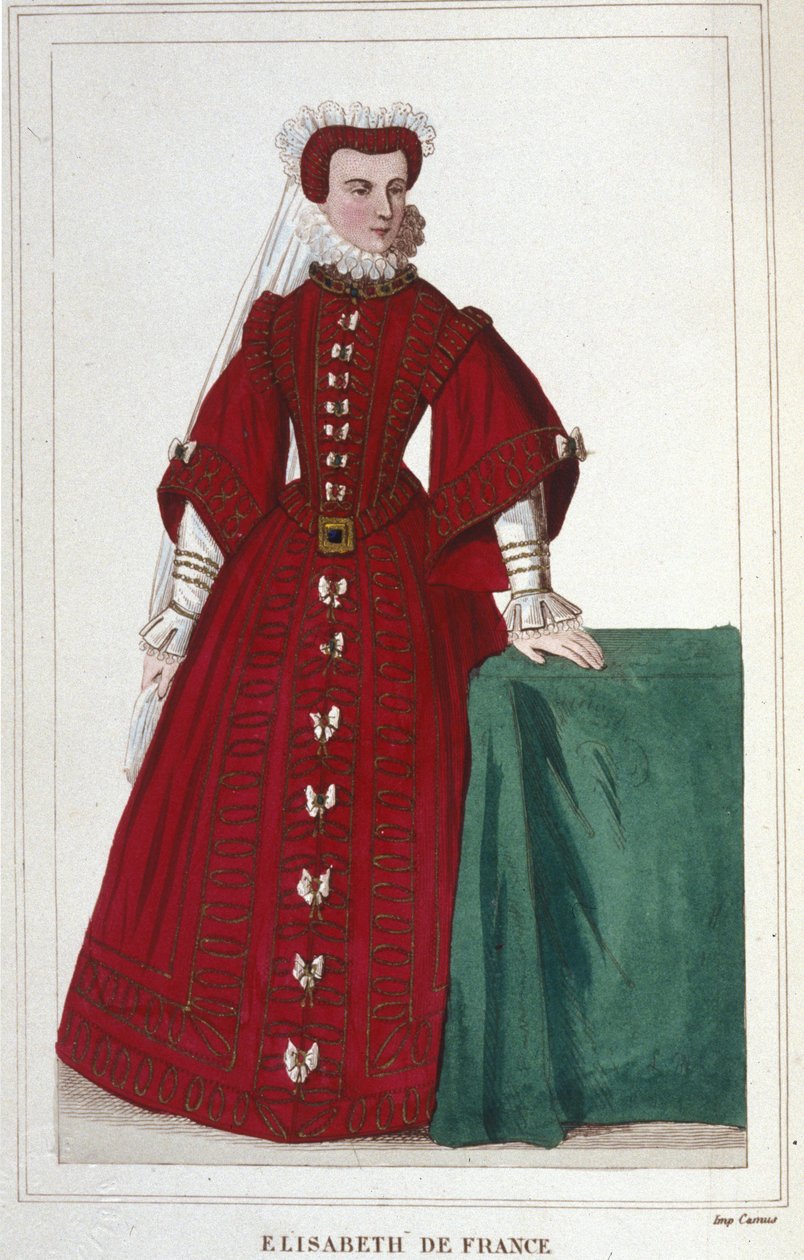Porträt von Elisabeth von Frankreich 1545 - 1568 Tochter von Heinrich II. und Katharina von Medici. Gravur von 1830 von Unknown artist