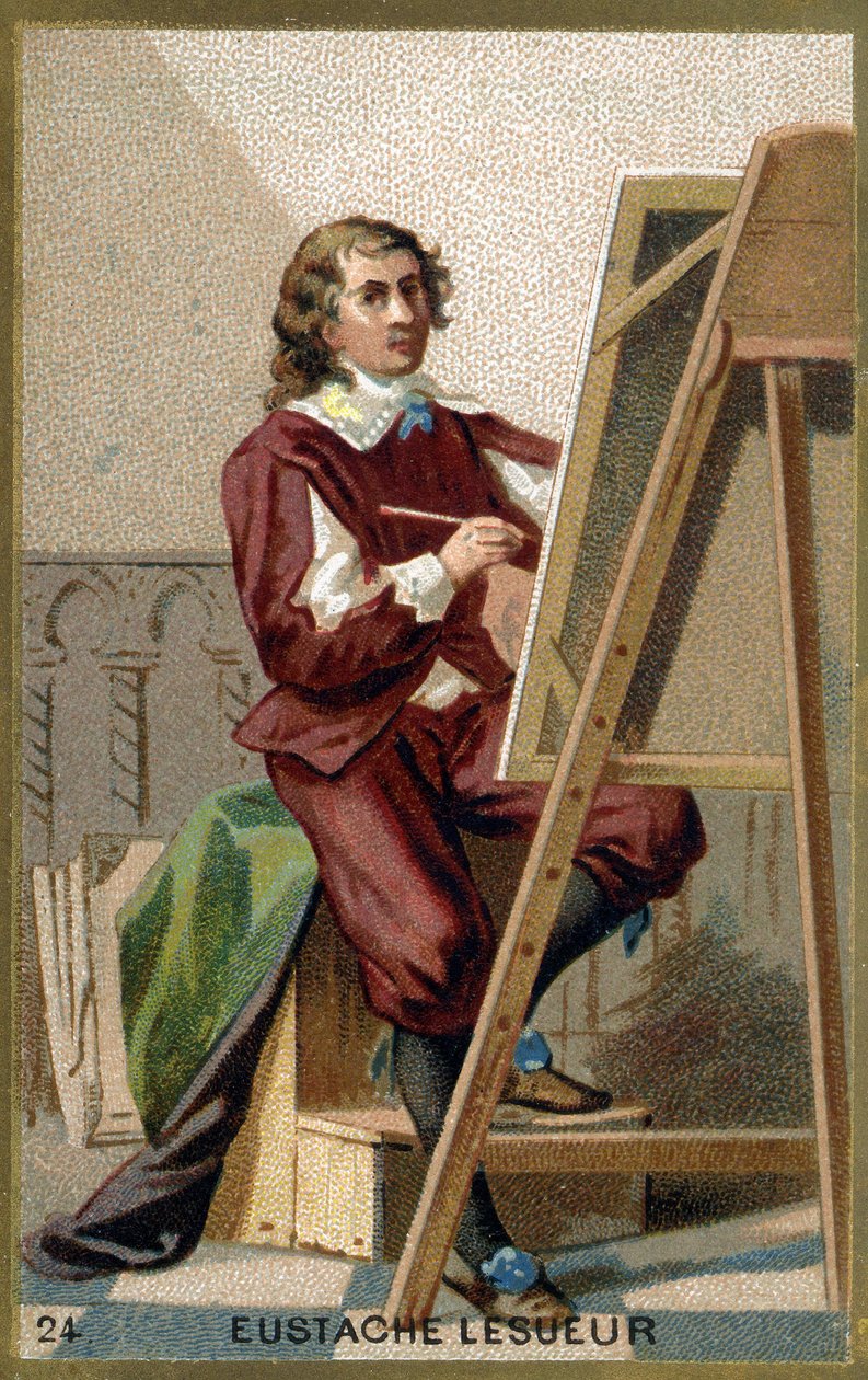 Porträt von Eustache Le Sueur (1617 - 1655), französischer Maler, Designer und Dekorateur. Chromolithografie des 19. Jahrhunderts. von Unknown artist