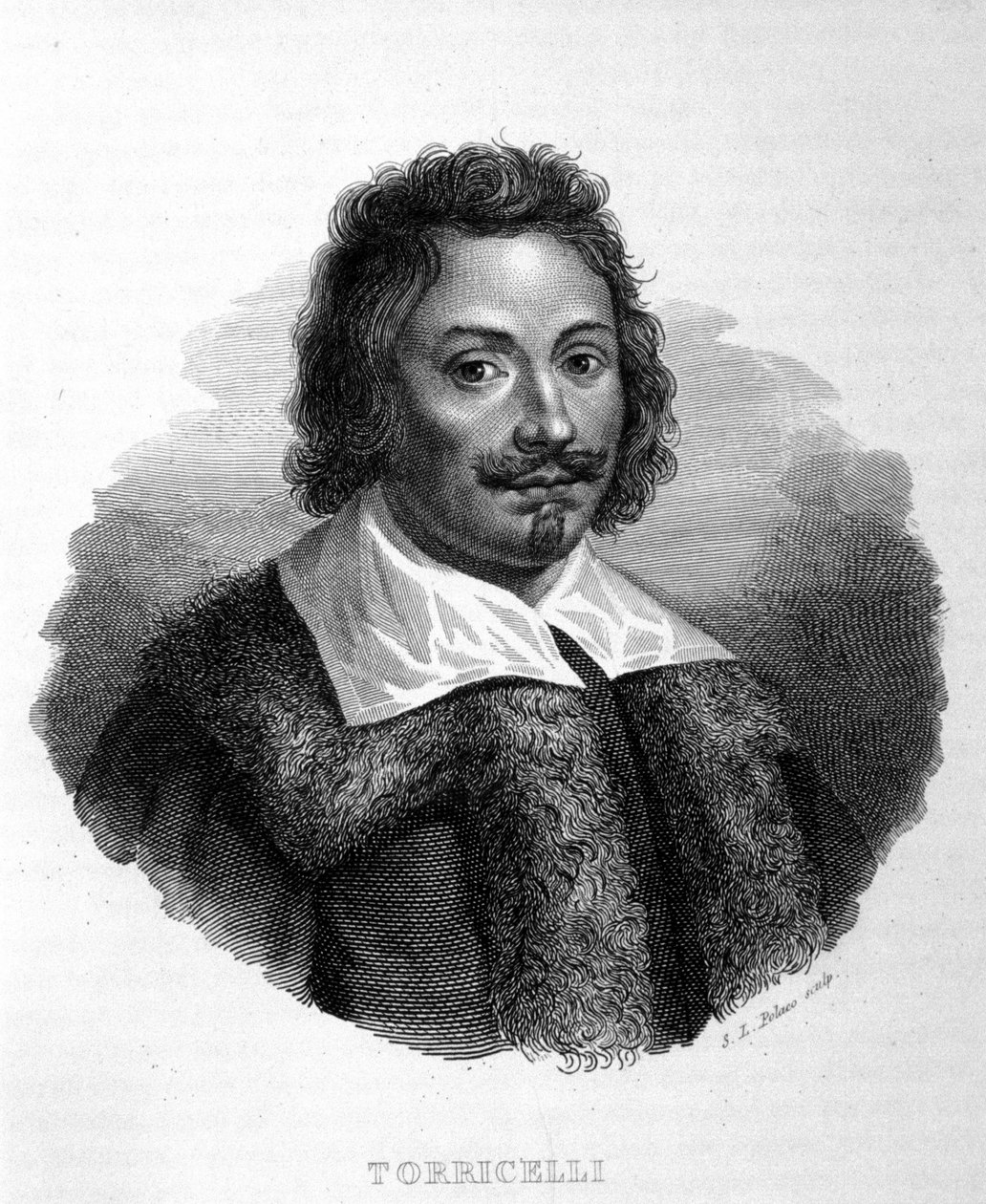 Porträt von Evangelista Torricelli (1608 - 1647), italienischer Physiker, italienische Gravur des 19. Jahrhunderts von Unknown artist