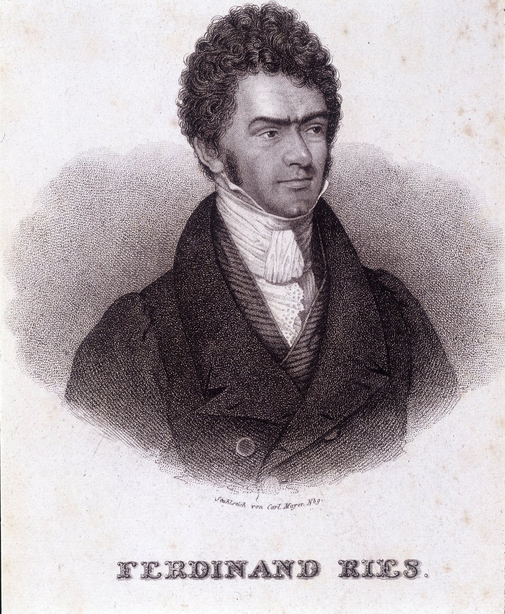 Porträt von Ferdinand Ries (1784 - 1838), deutscher Komponist und Pianist. Gravur des 19. Jahrhunderts von Unknown artist