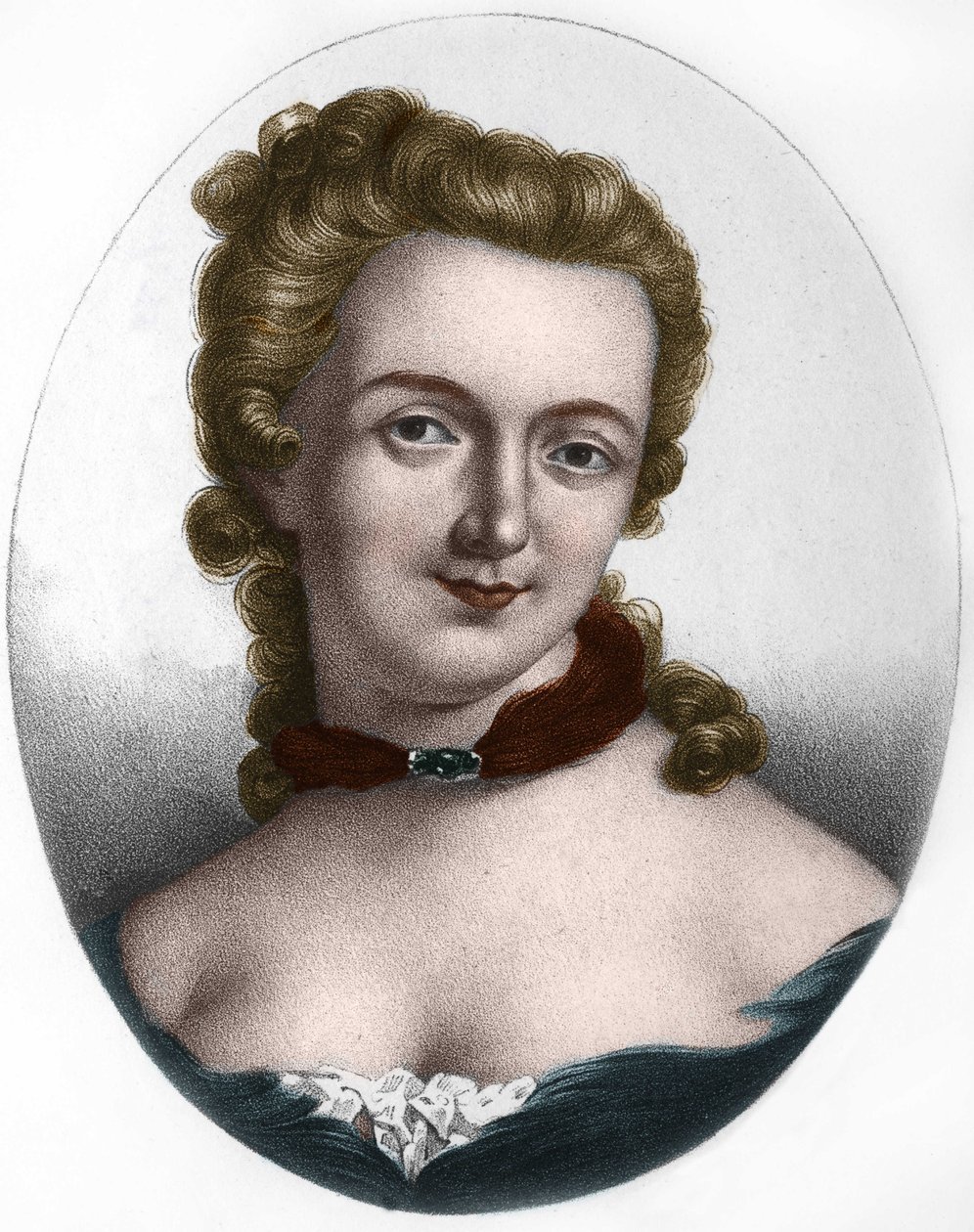 Porträt von Gabrielle Émilie de Breteuil, Marquise (Madame) du Châtelet (1706-1749), Marquise Le Tonnelier de Breteuil, französische Schriftstellerin. von Unknown artist