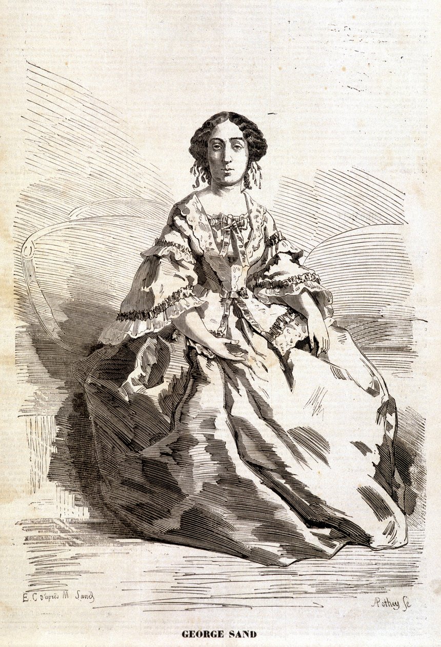 Porträt von George Sand (Aurore Dupin, Baronne Dudevant) (1804-1876) von Unknown artist