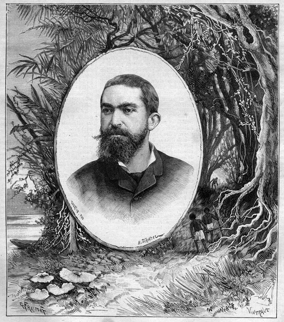 Porträt von Henri Coudreau (1859-1899), Geographieprofessor und Amazonasforscher (Brasilien) - Gravur im Journal des voyages 1889 von Unknown artist