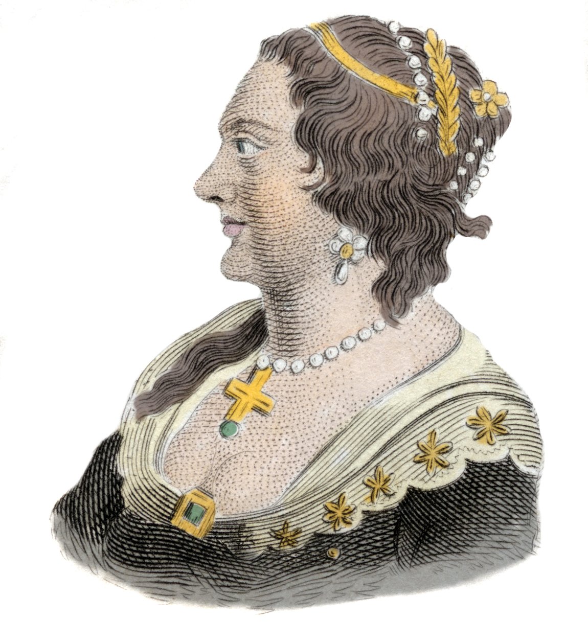 Porträt von Henriette Marie von Frankreich (1609-1669), Königin von England. Gravur aus dem 19. Jahrhundert von Unknown artist