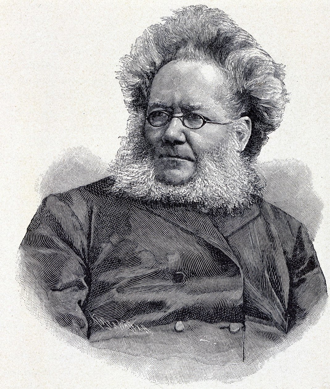 Porträt von Henrik (Henri) Johan Ibsen (1828-1906), norwegischer Dichter und Dramatiker, Gravur 19. Jahrhundert von Unknown artist