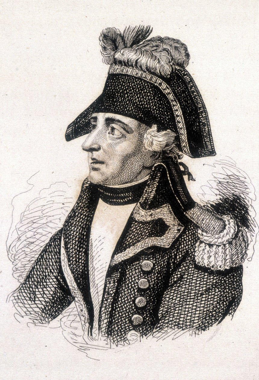 Porträt von Jacques François Coquille, genannt Dugommier (1739 - 1794), französischer General. Gravur 19. Jahrhundert von Unknown artist
