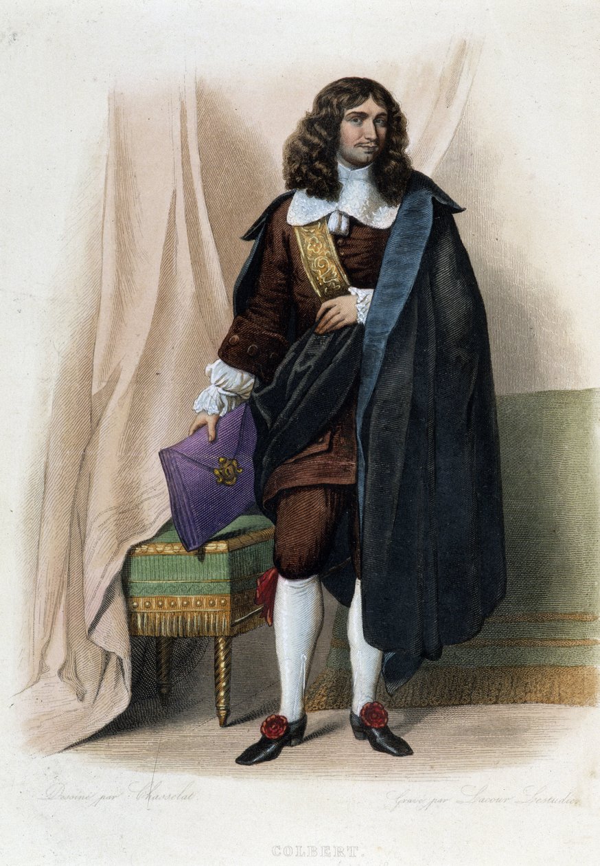Porträt von Jean Baptiste (Jean-Baptiste) Colbert (1619-1683), französischer Staatsmann (1619 - 1683) - in „Le Plutarque français“, von Mennechet von Unknown artist
