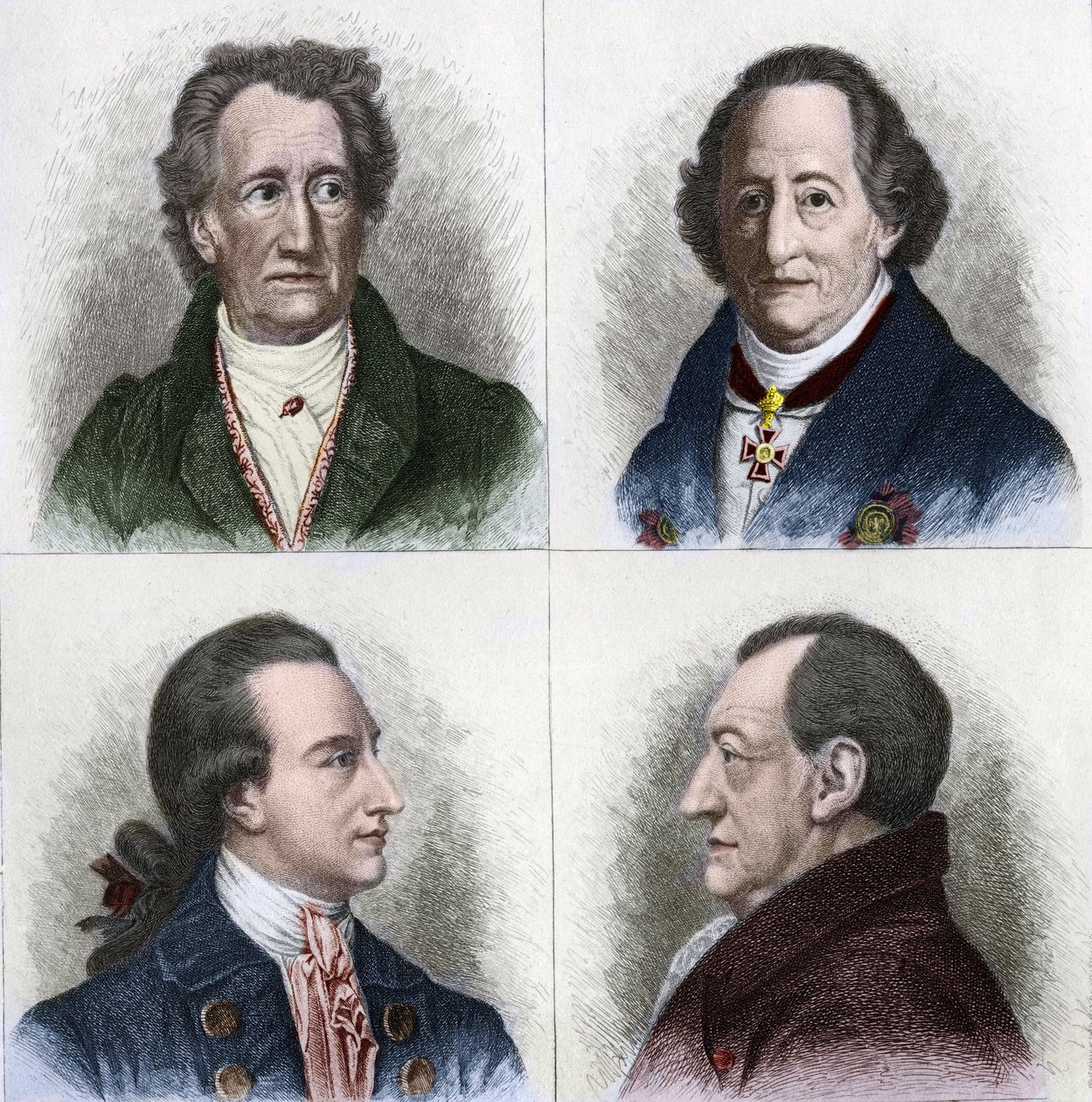 Porträt von Johann Wolfgang Goethe (1749 - 1832), deutscher Schriftsteller, in verschiedenen Lebensaltern von Unknown artist