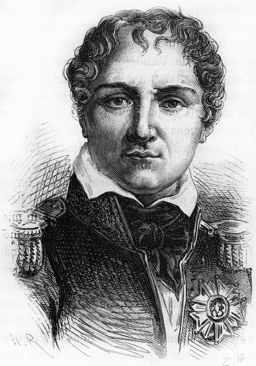 Porträt von Laurent Gouvion Saint Cyr (1764 - 1830). Gravur aus dem späten 19. Jahrhundert in „Histoire de France“ von H. Martin. von Unknown artist