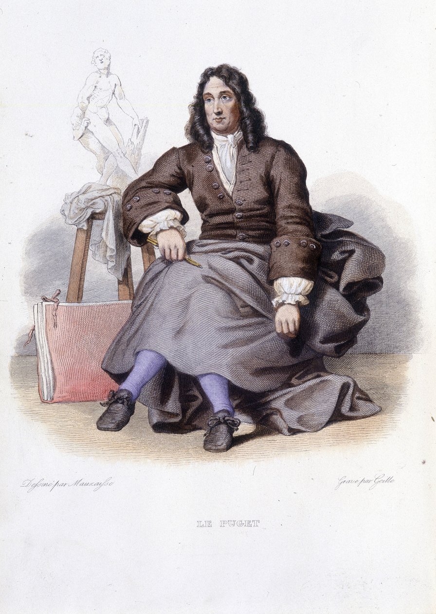 Porträt von Le Puget (Pierre Puget), französischer Bildhauer, Maler und Architekt (1620-1694) - in Ed. Mennechet, „Le Plutarque français“ von Unknown artist