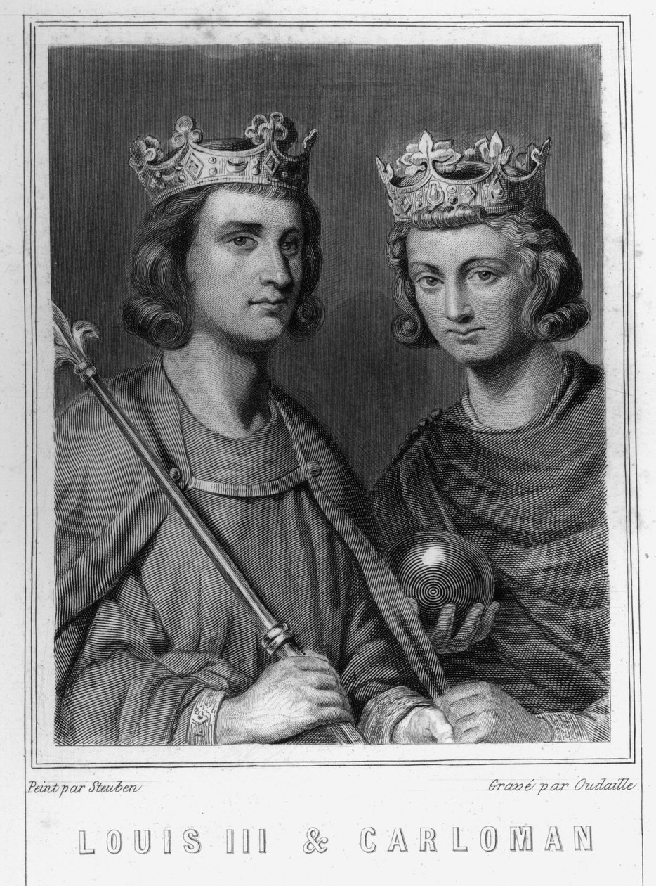 Porträt von Ludwig III (c. 863 - 882), König von Frankreich und Karlmann (? - 884), König von Frankreich von Unknown artist