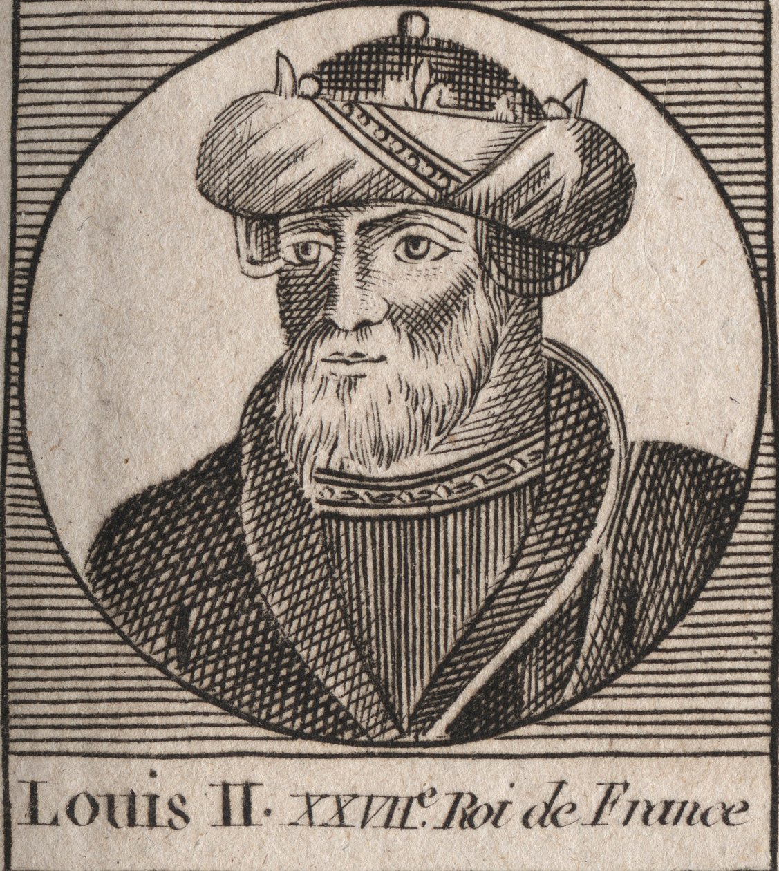 Porträt von Ludwig II. dem Stammler (846-879), König der Franken - Gravur aus 
