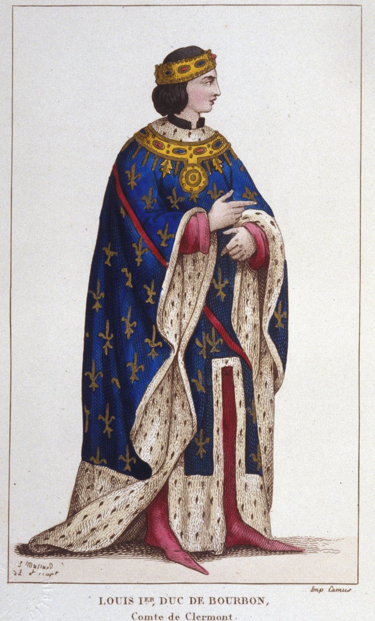 Porträt von Ludwig I. von Bourbon, der Lahme (1279-1342), Graf von Clermont (1310), Herzog von Bourbonnais, Graf von La Marche und Castres (1327), Gravur von 1830 von Unknown artist