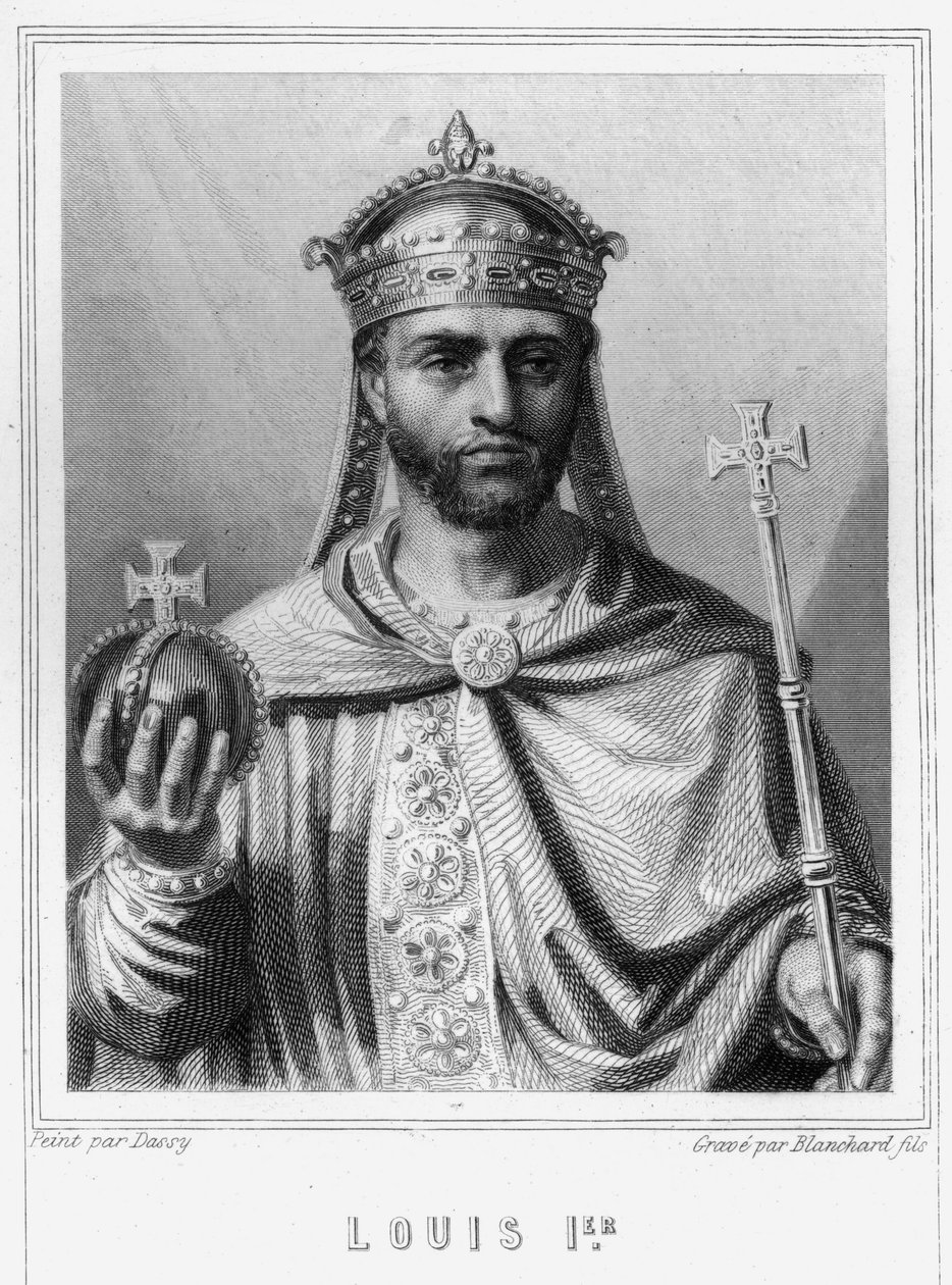 Porträt von Ludwig I. der Fromme (778 - 840), Kaiser des Westens - in „Histoire des Français“ von Lavallée, Gravur, sd von Unknown artist