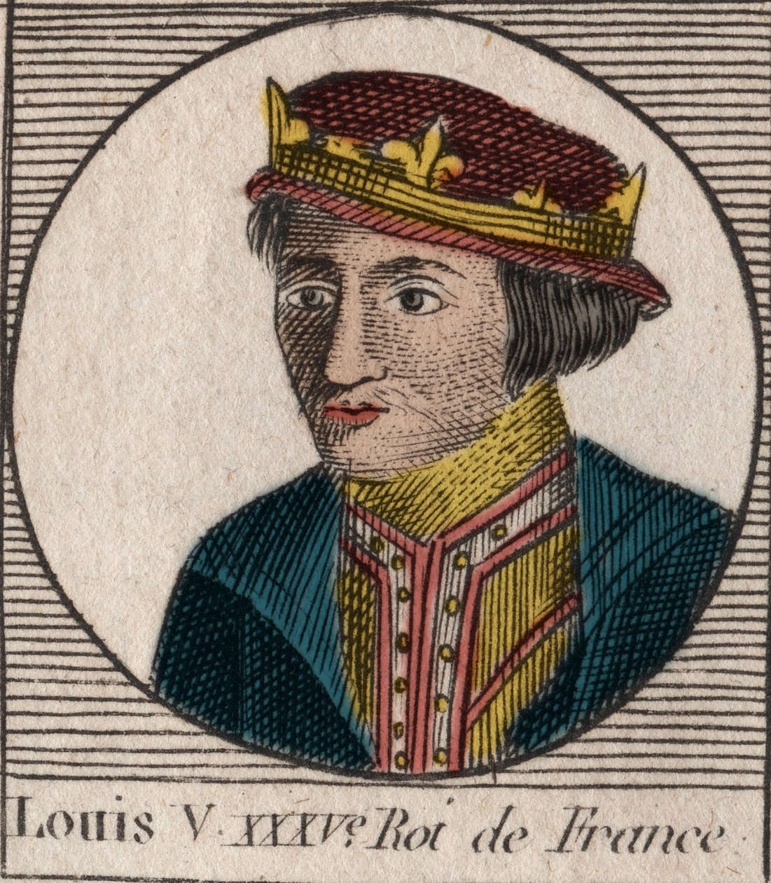 Porträt von Ludwig V. dem Faulen (967-987), König von Frankreich - Gravur aus „Instruction sur l