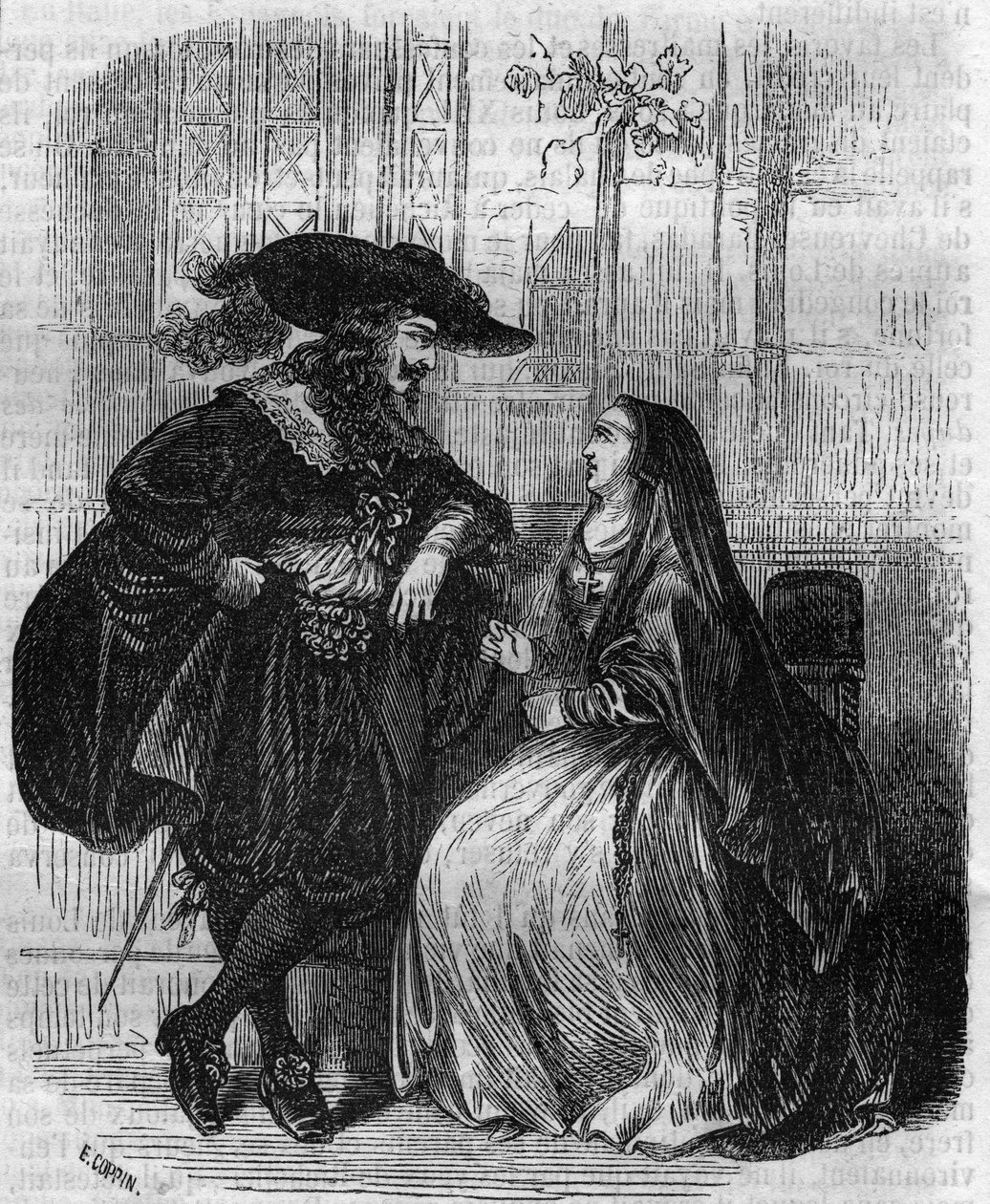 Porträt von Ludwig XIII. (1601-1643) König von Frankreich und Mademoiselle de Lafayette - Gravur aus dem 19. Jahrhundert von Unknown artist