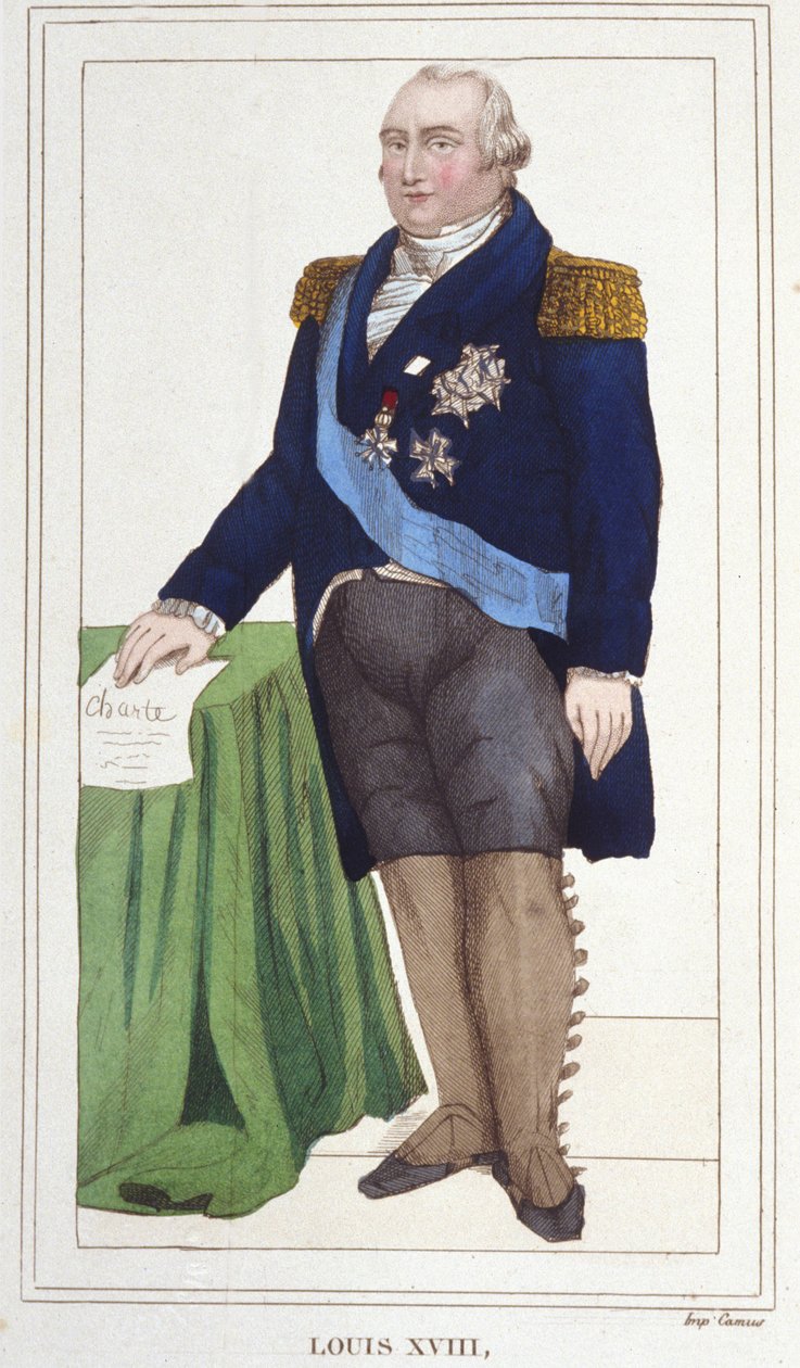 Porträt von Ludwig XVIII. (1755 - 1824), König von Frankreich Gravur von 1830 von Unknown artist