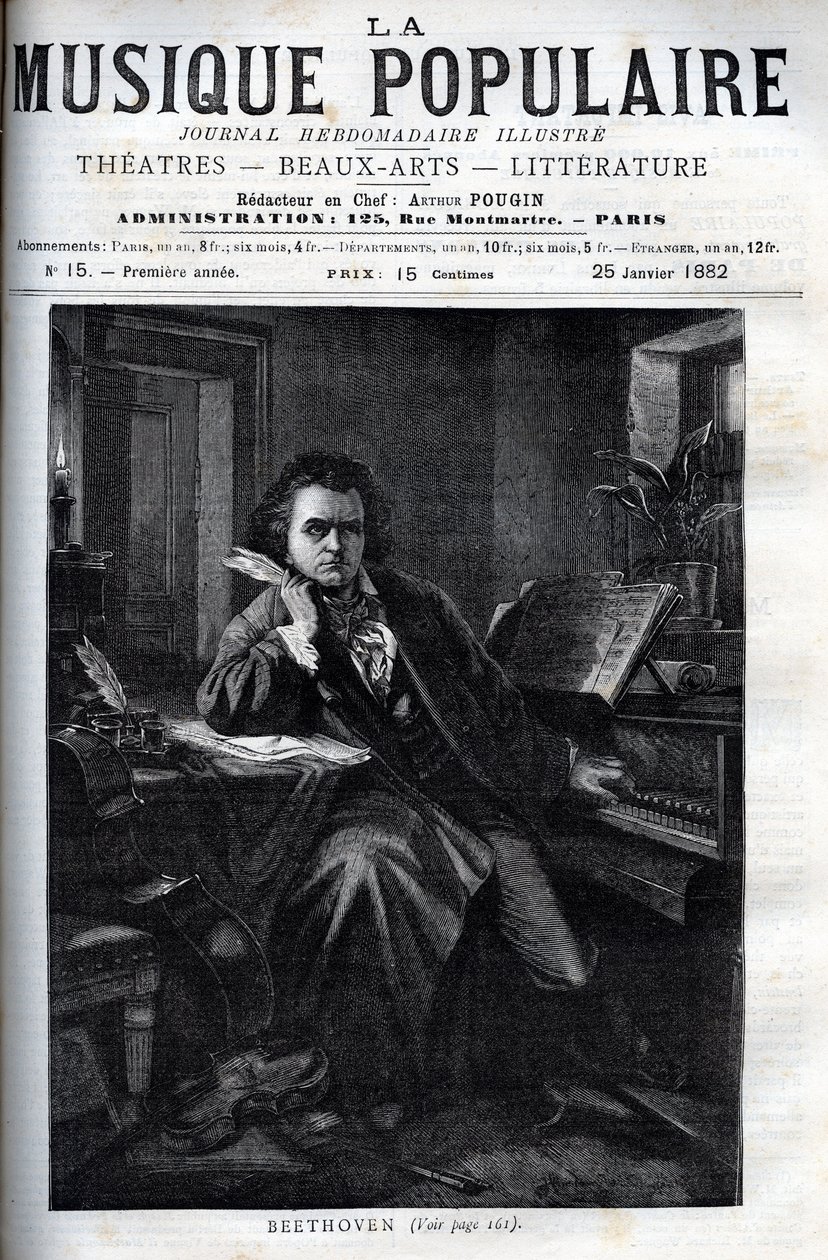 Porträt von Ludwig van Beethoven (1770-1827), deutscher Komponist und Pianist - Gravur in „La musique populaire“ illustriertes Wochenblatt - 1882 von Unknown artist