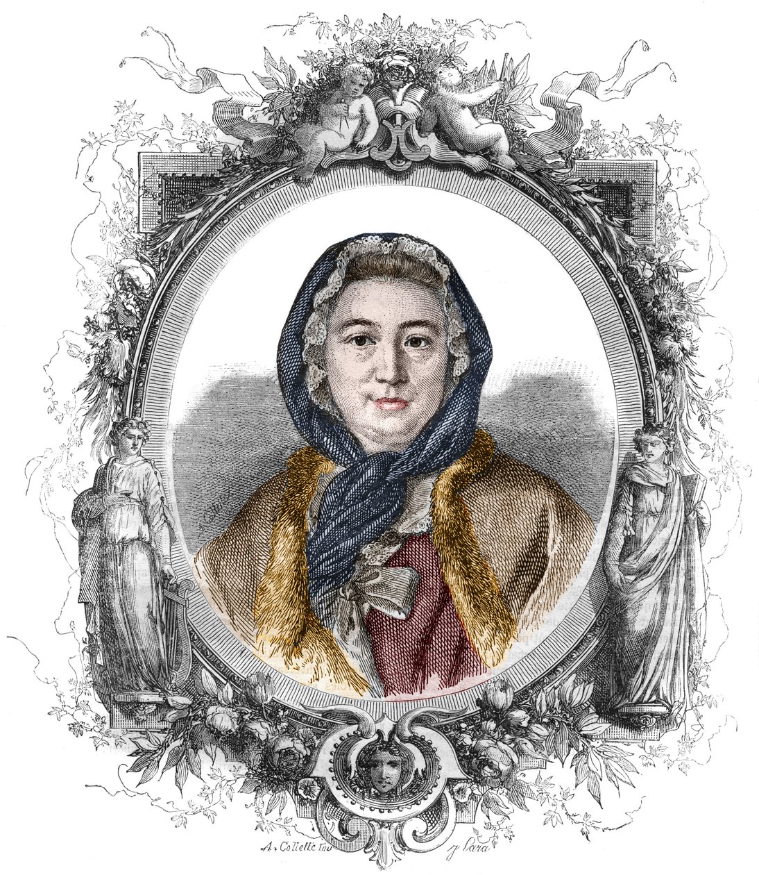 Porträt von Madame Geoffrin, geborene Marie Therese (Marie-Therese) Rodet (1699-1777) - Gravur von 1858 von Unknown artist
