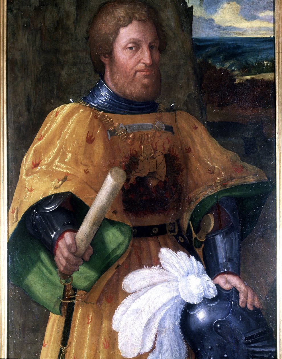 Porträt von Marcoantonio Colonna, General, der an der Schlacht von Lepanto 1571 teilnahm. Gemälde der Epoche. Accademia Navale von Livorno von Unknown artist