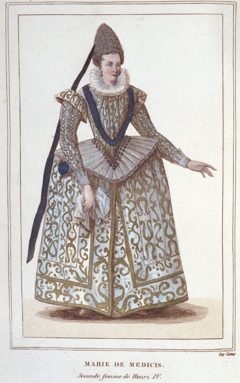 Porträt von Maria von Medici (1573 - 1642), Ehefrau von Heinrich IV. und Mutter von Ludwig XIII. Gravur von 1830 von Unknown artist