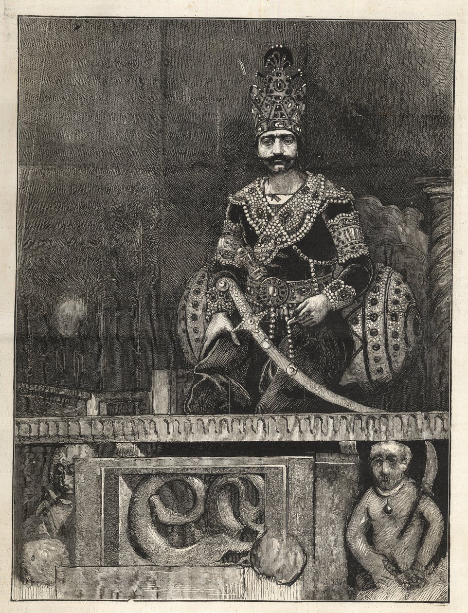 Porträt von Naser al-Din (1831-1896), Schah von Persien (Iran). Auch genannt Naseredin Schah, Nasserer-al-Din Schah Qajar, Nasser al-Din Schah Qajar, Nassiruddin Schah - (1831-1896) - 1873 von Unknown artist