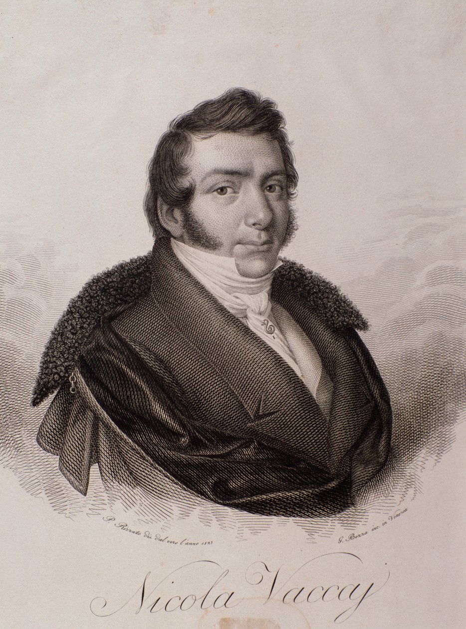 Porträt von Nicola Vaccai (Stich) von Unknown artist