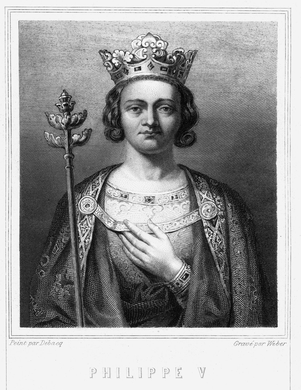 Porträt von Philipp V. der Lange (1294 - 1322), König von Frankreich - in „Histoire des Français“ von Lavallée, Gravur, sd von Unknown artist