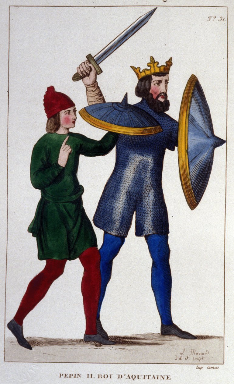 Porträt von Pippin II (823 - 864), König von Aquitanien. Gravur von 1830 von Unknown artist