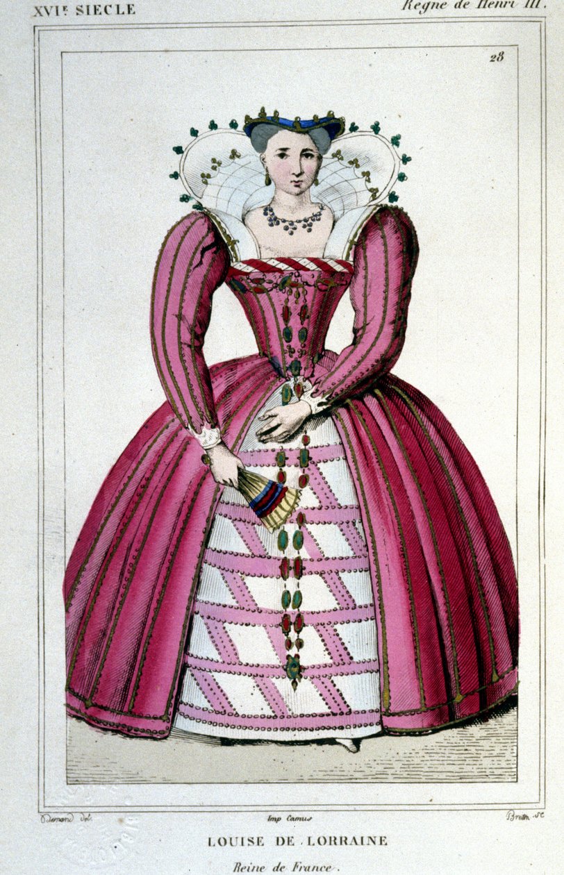 Porträt von Königin Louise von Lothringen (1553-1601), Ehefrau von Heinrich III. Gravur von 1830 von Unknown artist