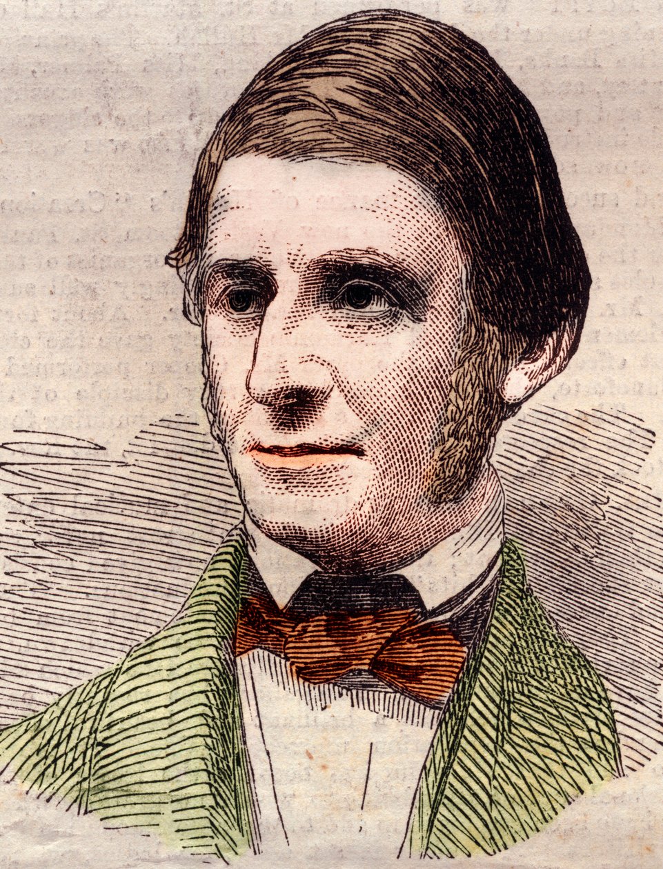 Porträt von Ralph Waldo Emerson (1803-1882), Essayist, Philosoph, amerikanischer Dichter. Gravur in „The Illustrated London News“ vom 20. März 1858. von Unknown artist