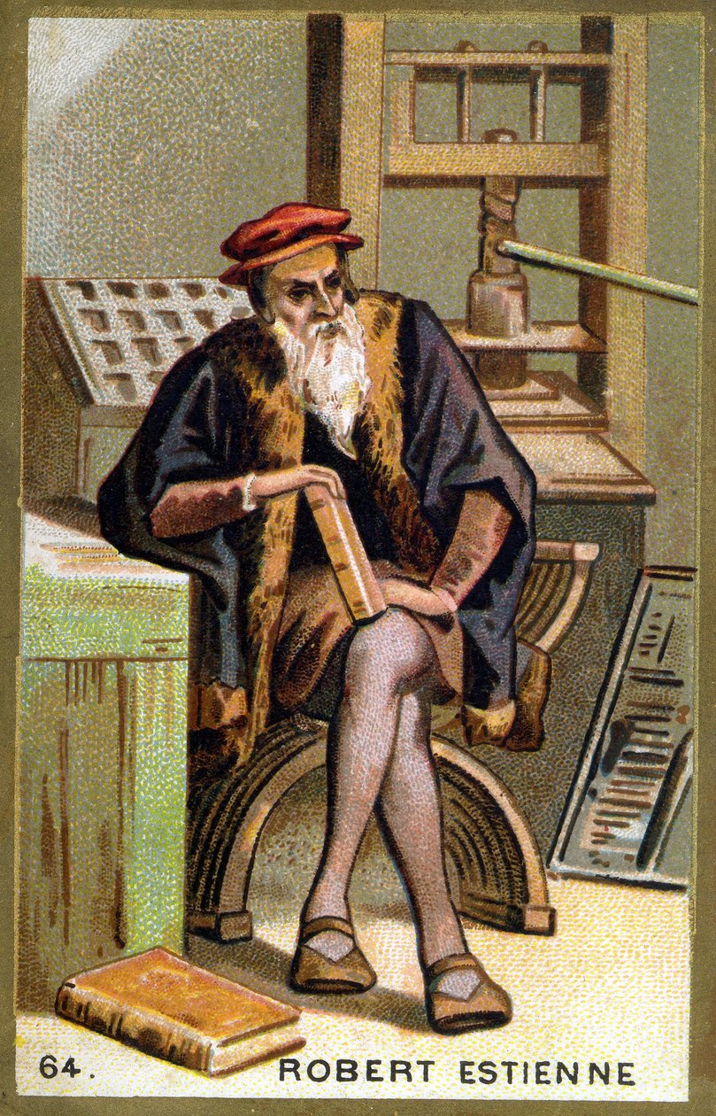 Porträt von Robert I Estienne (1498 - 1559) Humanist, Verleger und Drucker. Chromolithografie des 19. Jahrhunderts von Unknown artist