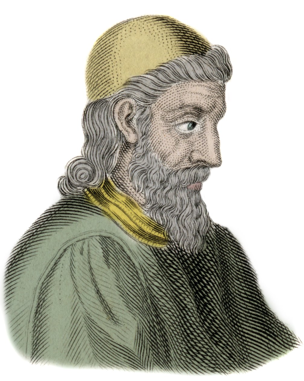 Porträt des heiligen Beda der Ehrwürdige (Beda Venerabilis) (672-735) Mönch und Kirchenlehrer - Gravur von Unknown artist