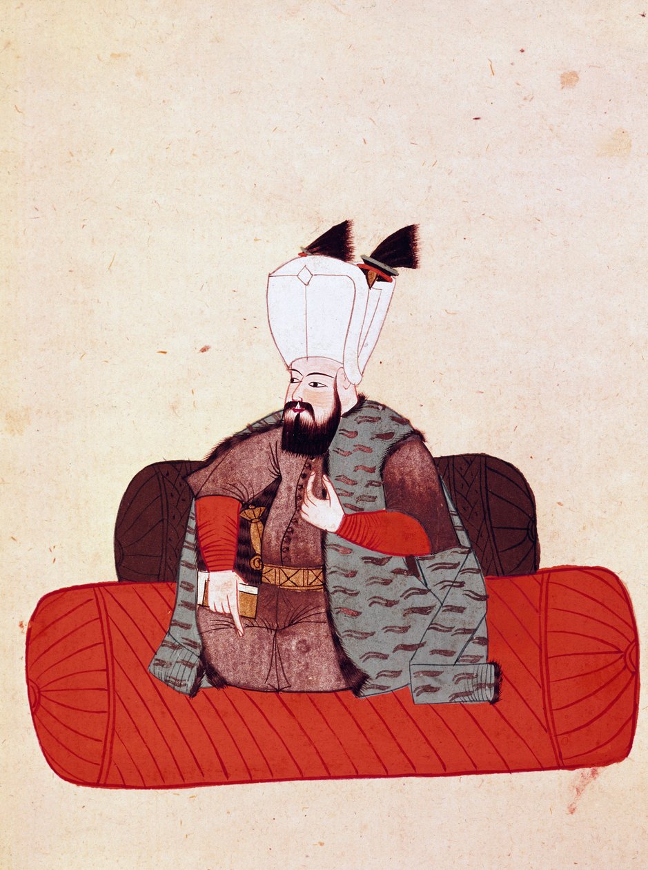 Porträt von Sultan Amurat III. (1574-1595) Miniatur aus einem Manuskript Cicogna des 19. Jahrhunderts (1828) nach einem Original des 17. Jahrhunderts (1671) von Unknown artist