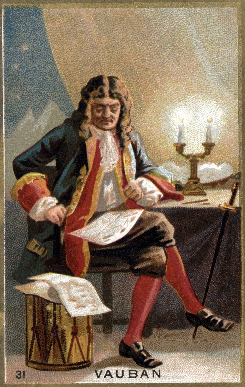 Porträt von Vauban (1633-1707). (Sébastien Le Prestre de Vauban) Marschall von Frankreich und Militäringenieur. Chromolithographie des 19. Jahrhunderts von Unknown artist