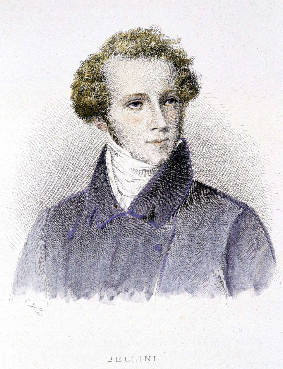 Porträt von Vincenzo Bellini, italienischer Komponist (1801-1835) - Gravur von Unknown artist