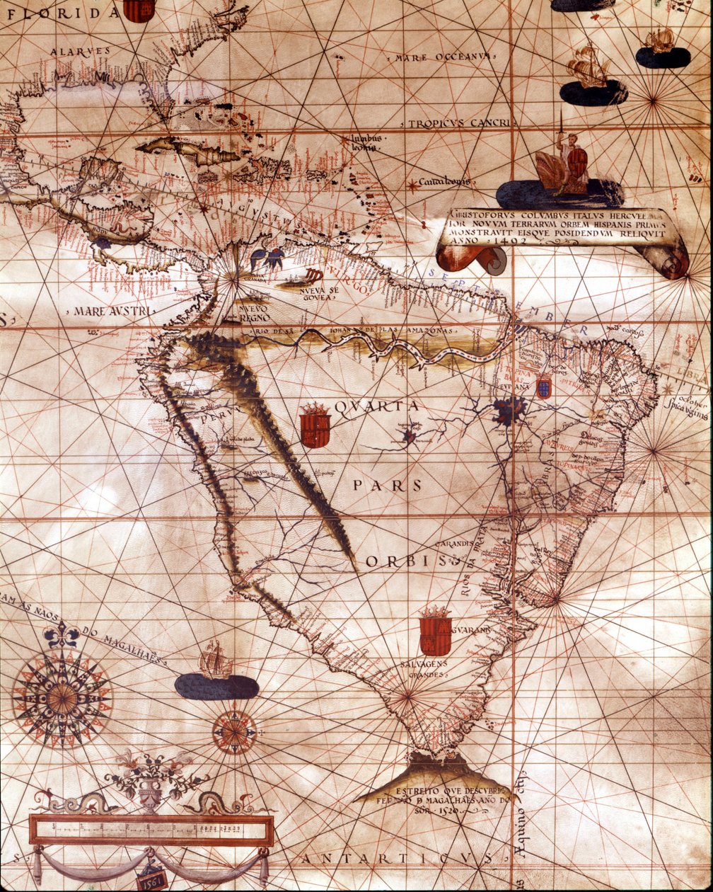 Portulan, der Südamerika darstellt, gehörend zu Bartolomeo Velhio. 1561 von Unknown artist