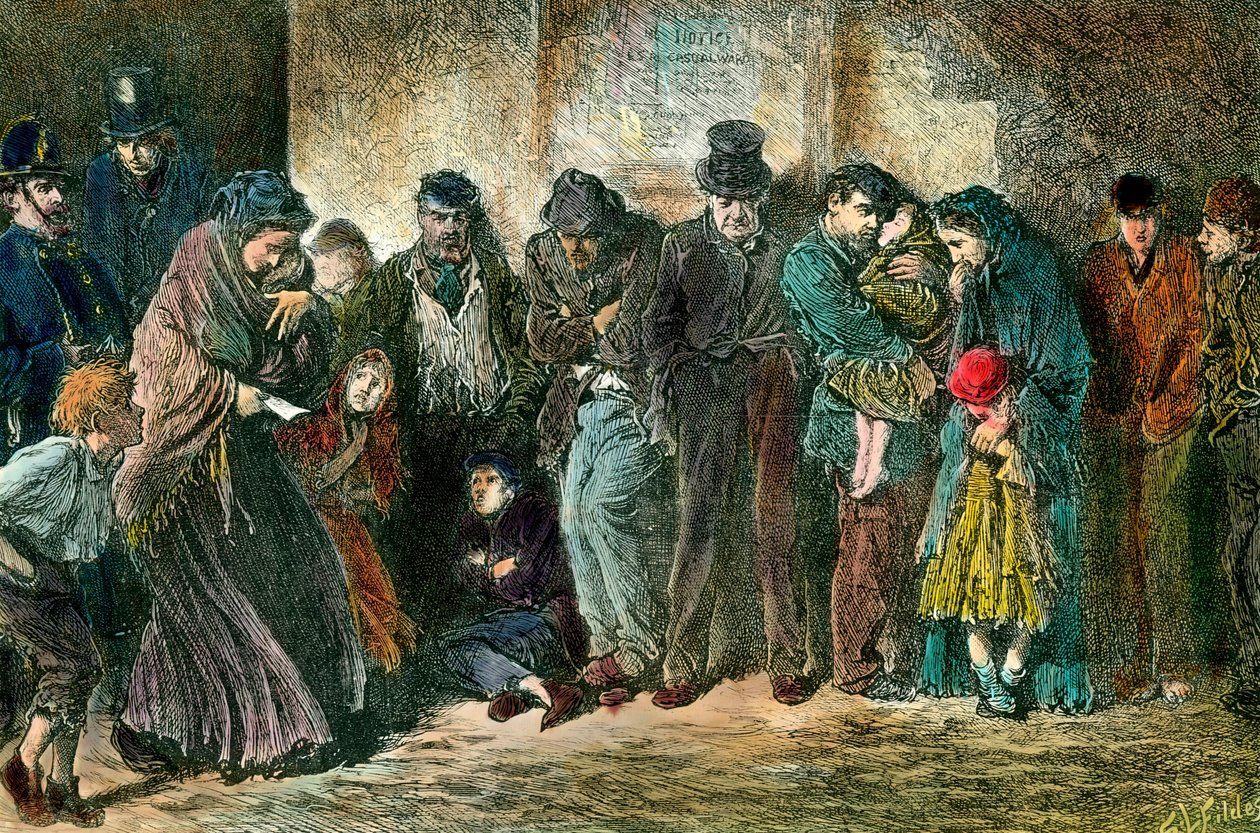 Armut in London vor der Tür eines Obdachlosenheims von Unknown artist