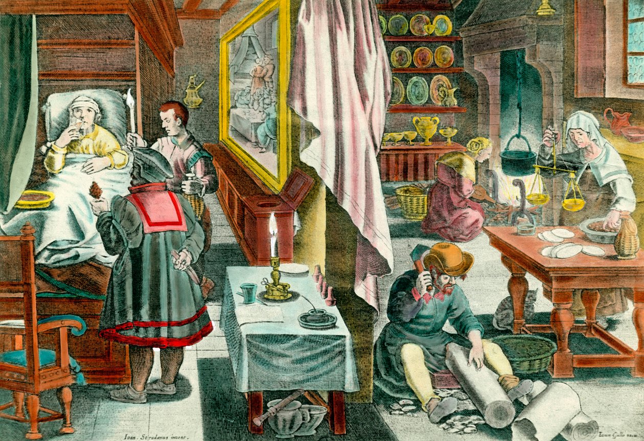 Vorbereitung und Verabreichung von guanobasierten Medikamenten gegen venerische Syphilis von Unknown artist