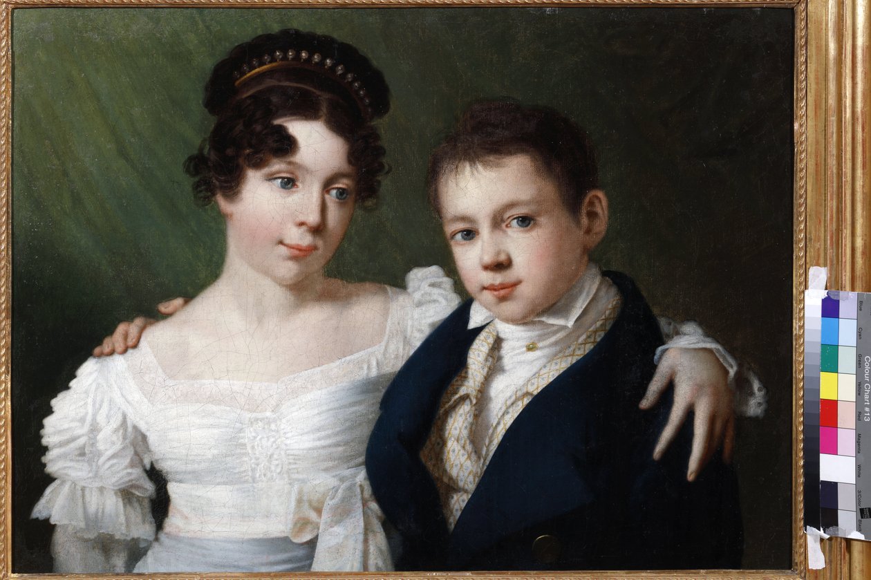 Prinz Albert (1809-1872) und seine Schwester Prinzessin Alexandrine (1803-1892) von Preußen von Anonym. Öl auf Leinwand, Ende der 1810er Jahre. Staatliches Museum A.S. Puschkin, Moskau von Unknown artist