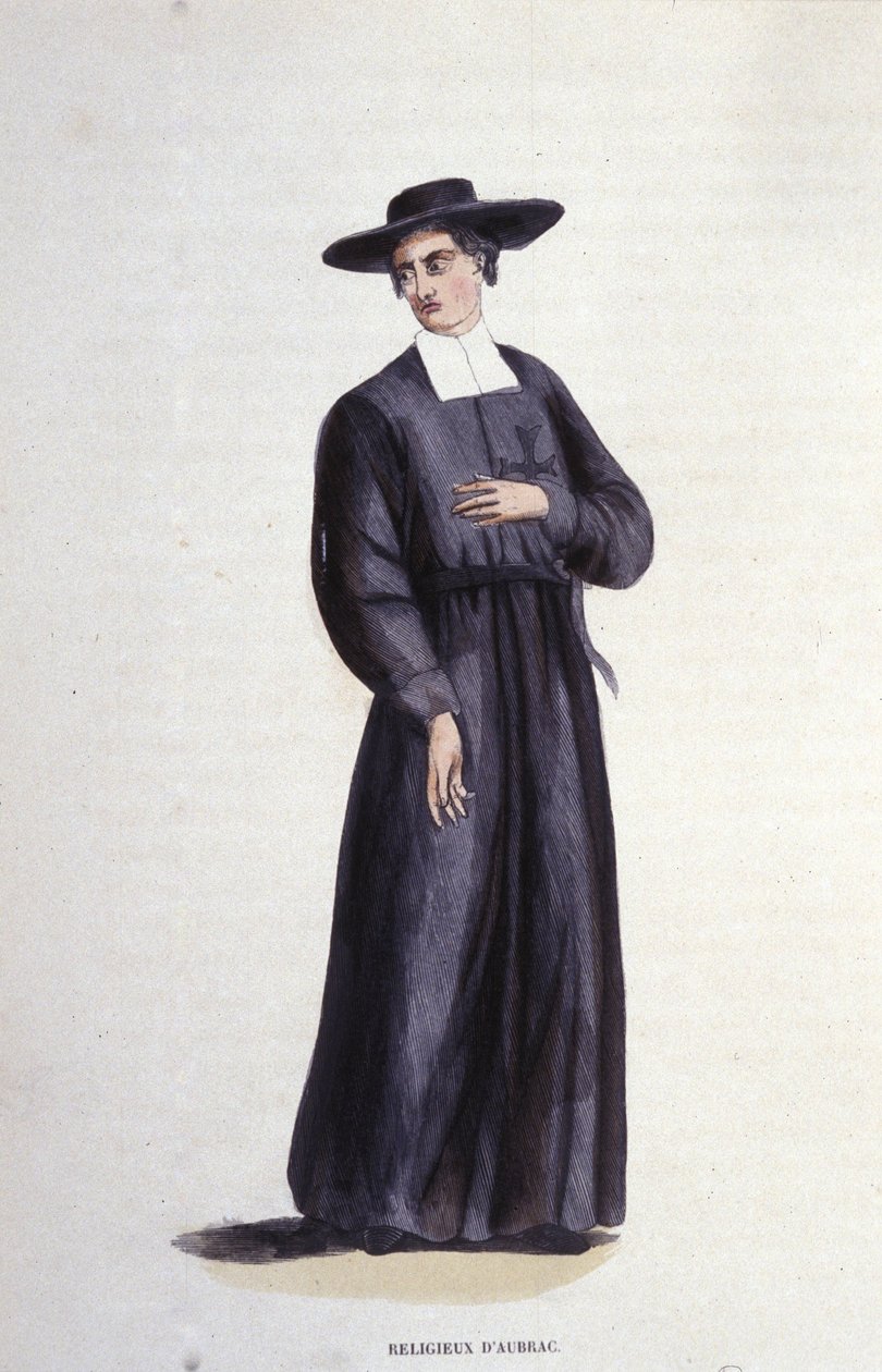 Religiöser von Aubac. Gravur aus einem Album über religiöse Orden, Paris von Unknown artist