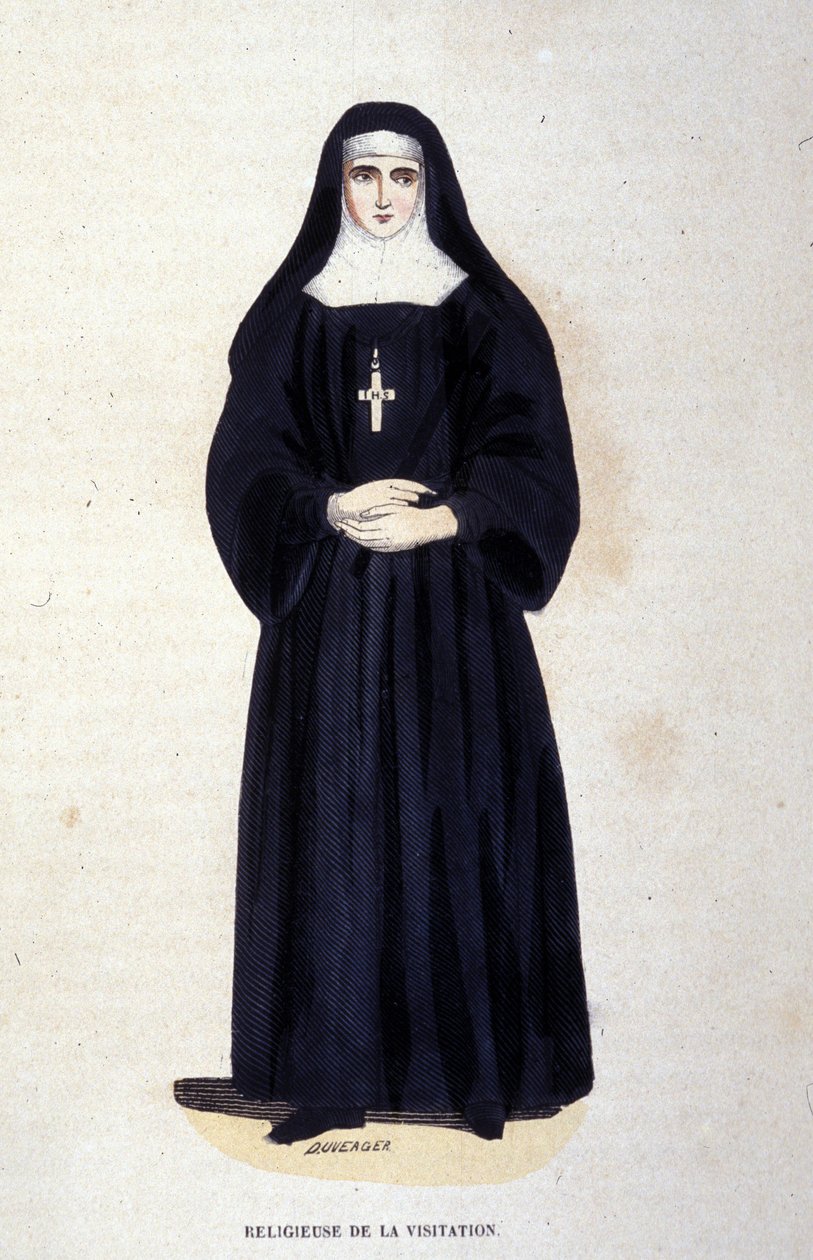 Religiöse der Visitation, ein Orden gegründet von Saint François de Sales und Saint Jeanne de Chantal im Jahr 1610. Gravur des 19. Jahrhunderts von Unknown artist