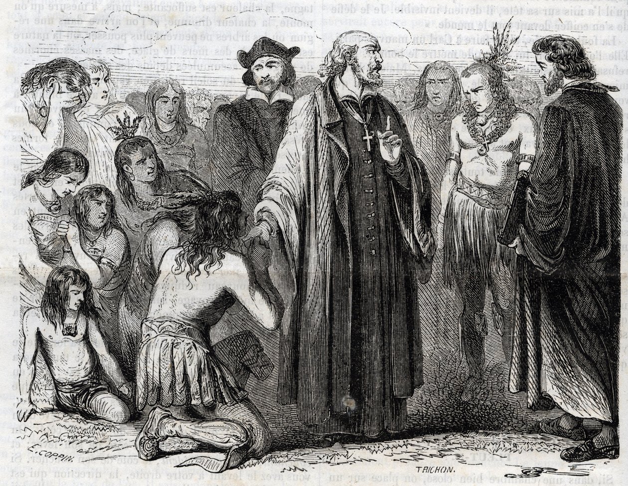 Darstellung von Bartolomé de las Casas (1484-1566) Dominikanerpriester, Missionar bei den Indianern (Porträt von Bartolomé de las Casas, Dominikanermönch und Beschützer der Indianer - Gravur von 1860 von Unknown artist