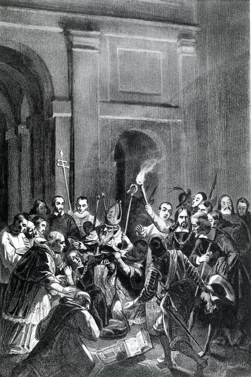 Darstellung einer Exorzismusszene. Illustration aus dem 19. Jahrhundert. von Unknown artist
