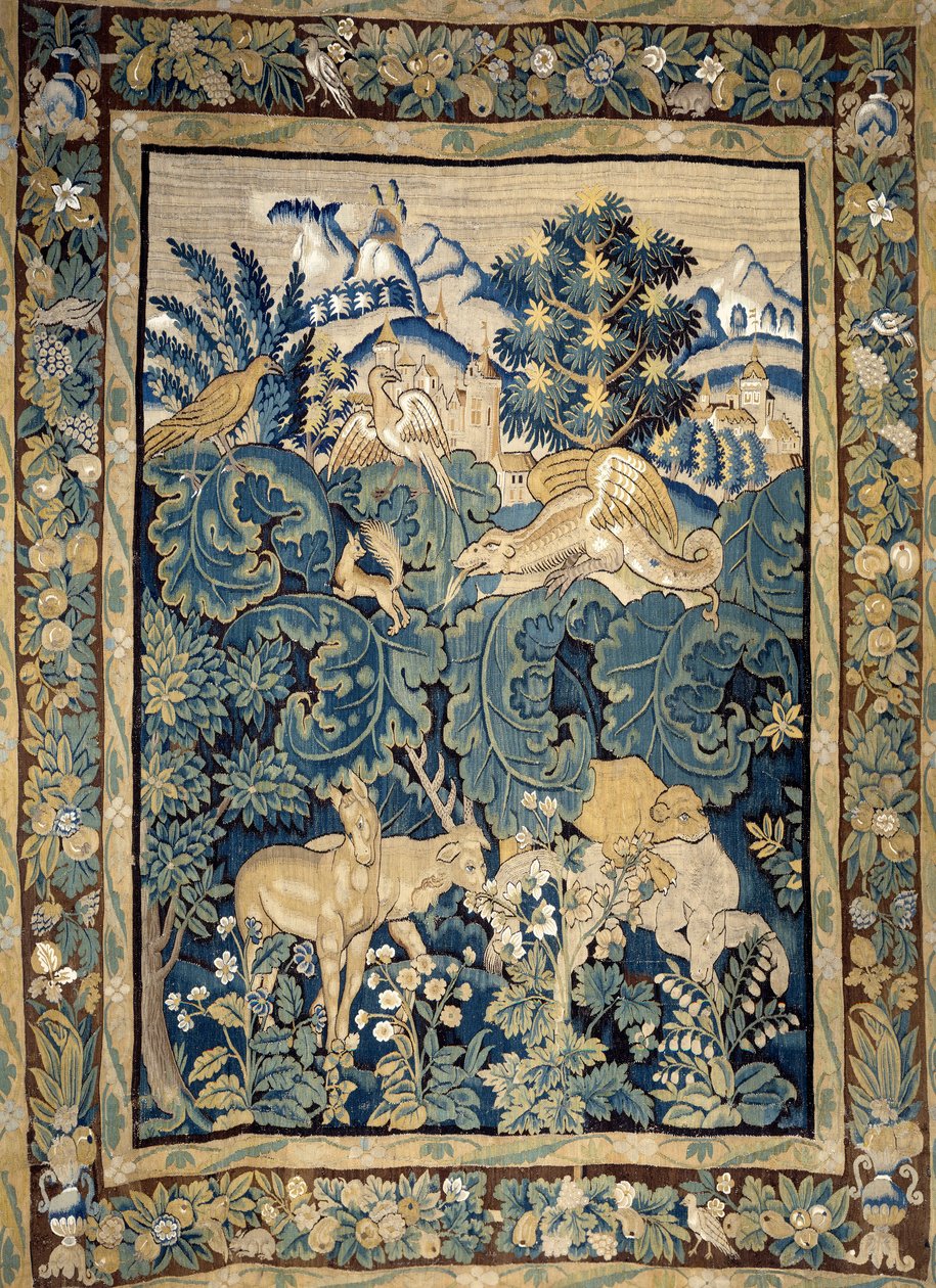 Darstellung fantastischer Tiere in einem Urwald von Unknown artist
