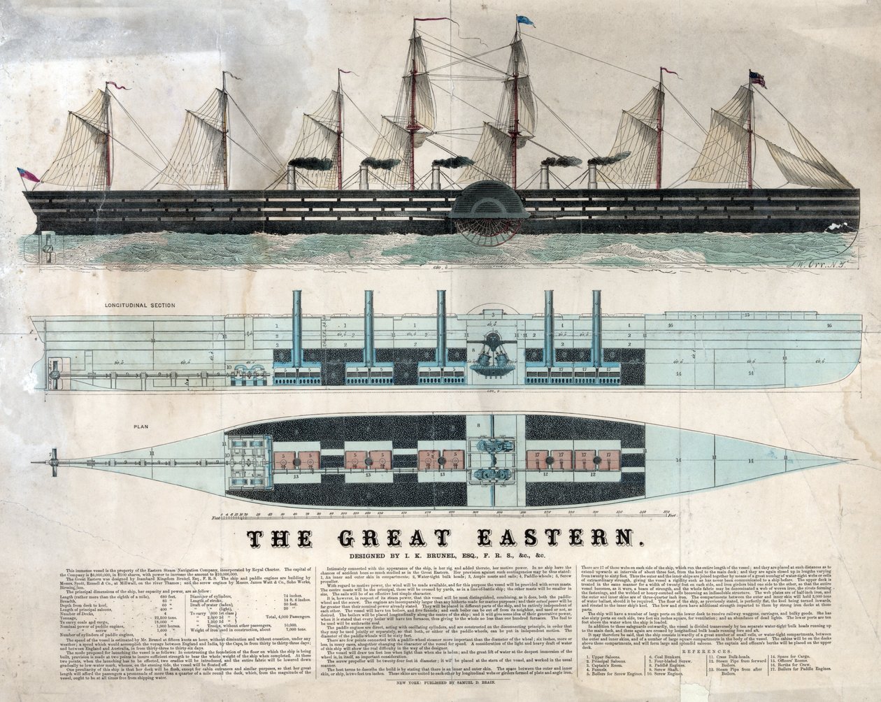 Darstellung des britischen Schiffs Great Eastern, des ersten Riesenliners, eingeweiht 1858, entworfen von Isambard Kingdom Brunel von Unknown artist