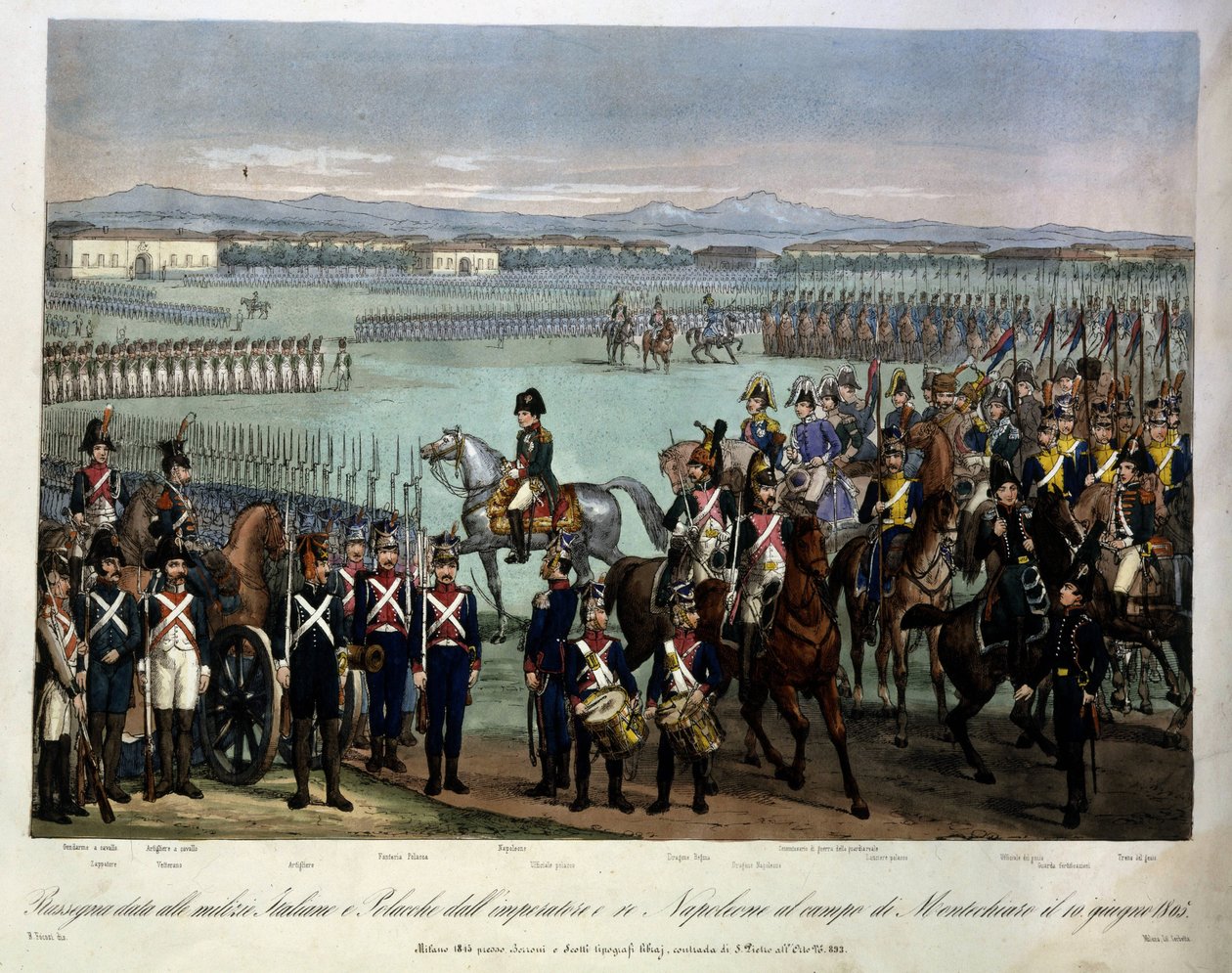 Überprüfung der italienischen und polnischen Milizen Napoleons auf dem Montechiaro-Feld, 10. Juni von Unknown artist